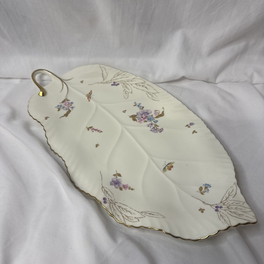 VTG Mikasa Bone China Gold Leaf Tray Platter Belle Epogue Narumi Japan B2005